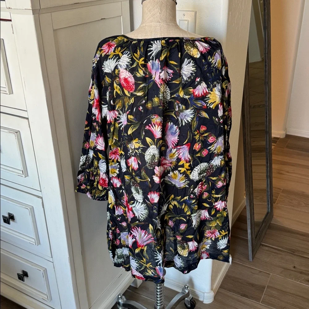 J. Crew L K5050 scoop neck tassel tie floral tunic beach dress coverup